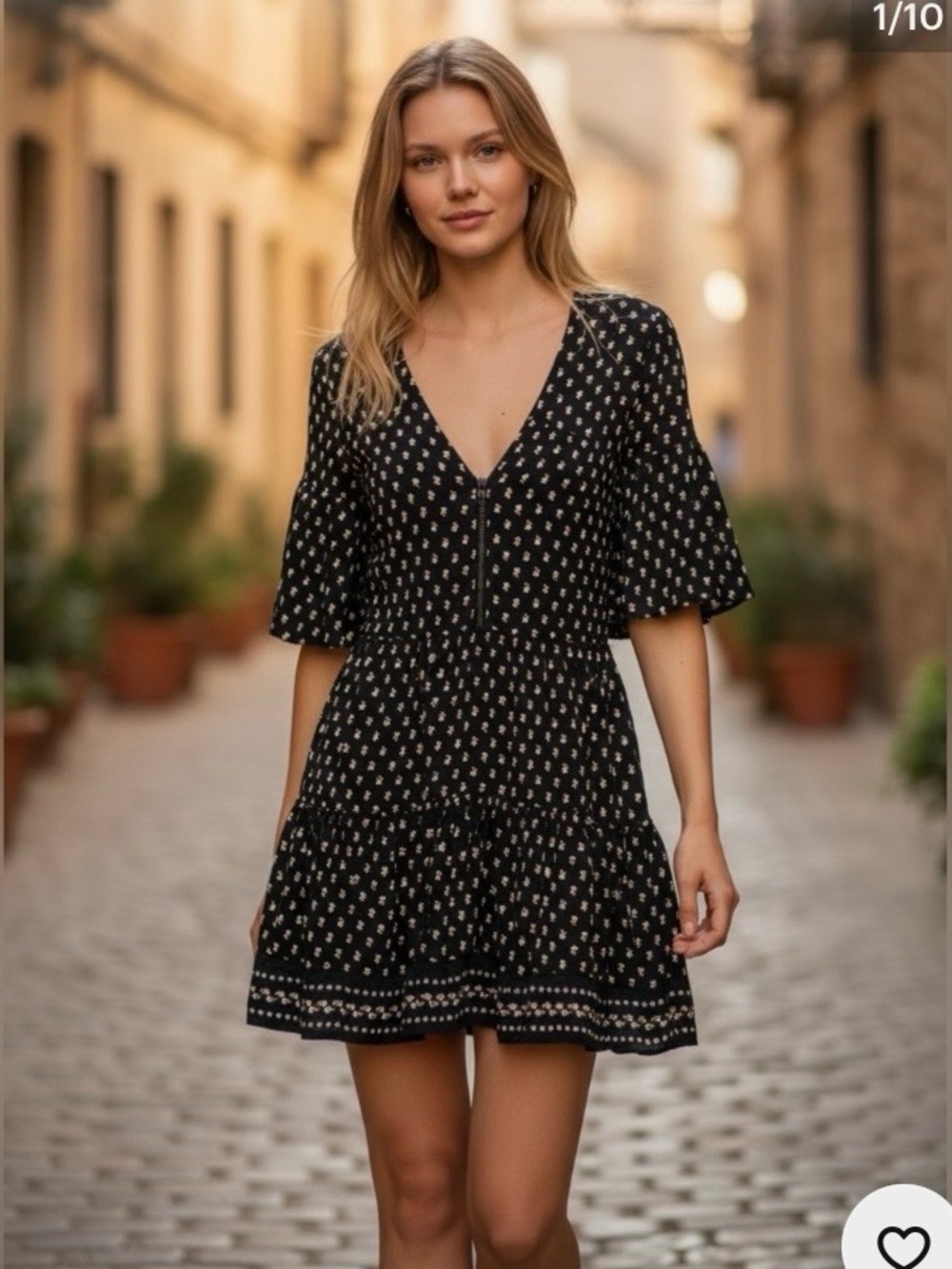 Faithfull the brand x Anthropologie navy floral mini dress size 4